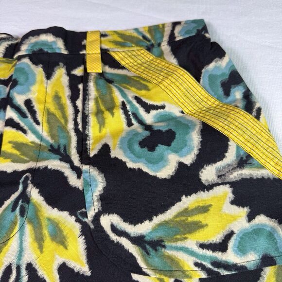 Mon Petit Oiseau Anthropologie Skirt Sz S Black Yellow Blue Floral Cotton Unusua - Picture 3 of 12